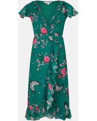 Yumi' - Crane Print Midi Wrap Dress - Lyst