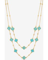 Mood - Plated Clover Double Row Necklace - Lyst