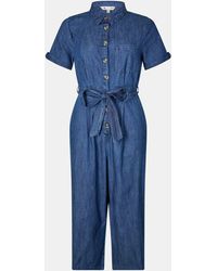 Yumi' - Denim Button Jumpsuit - Lyst