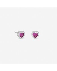 Jon Richard - Rhodium Plated And Heart Stud Earrings - Lyst