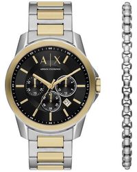 Armani Exchange - Chronograph, Stainless Steel Watch And Bracelet Set, Ax7148set - Lyst