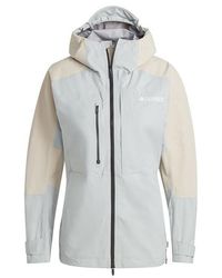 adidas - S Waterproof Jacket Silver/beige Xs - Lyst