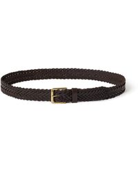 Osprey - Dean Plaited Brass Buckle Leather Belt - Lyst