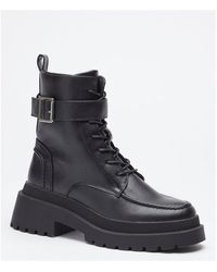 Be You - High Cut Lace Up Buckle Biker Boot - Lyst