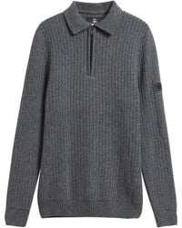 Barbour - Oxham Ribbed Knit Long Sleeve Polo Shirt - Lyst