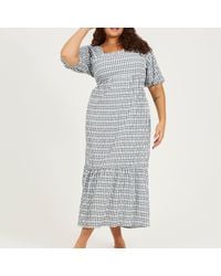 Brave Soul - Plus Size Seersucker Maxi Dress With Tie Back Detail - Lyst