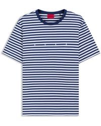 HUGO - Striped Short Sleeve T-Shirt With Logo Detail - Lyst