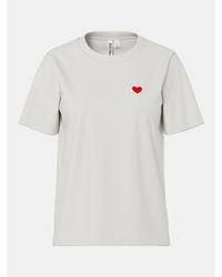 Pieces - Mila Heart Cotton Short-Sleeve T-Shirt - Lyst