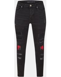 Brave Soul - Biker Jean With Contrast Cut Out Panels - Lyst