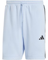 adidas - Essentials 3 Stripe Fleece Shorts - Lyst