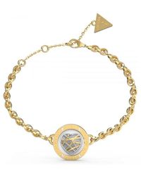 Guess - Ladies Gold Mini Heart White Coin Bracelet - Lyst