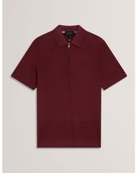 Ted Baker - Textured Zip Short Sleeve Polo Shirt - Lyst