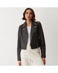 Finery London - Faith Leather Long Sleeve Biker Jacket - Lyst