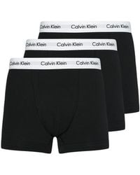 Calvin Klein - Low Rise - Trunks 3 Pack - Signature Waistband Elastic - Black/white Waist - Size - Lyst