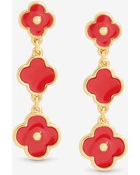 Mood - Plated And Coral Clover Double Row Necklace - Lyst