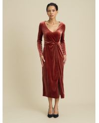 Gina Bacconi - Annamaria Velvet Midi Dress - Lyst
