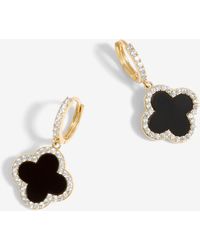 Jon Richard - Plated And Jet Clover Huggie Earrings - Lyst