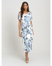 Gina Bacconi - Morgan Midi Printed Tiered Chiffon Dress - Lyst