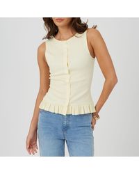 Brave Soul - Bs Crew Neck Button Down Vest With Frill Detail - Lyst