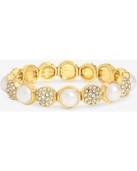 Jon Richard - Plated Pearl And Pave Stretch Bracelet - Lyst