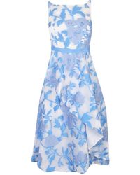 Adrianna Papell Organza Floral Dress - Blue