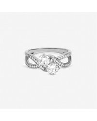 Jon Richard - Rhodium Cubic Zirconia Double Stone Ring - Lyst