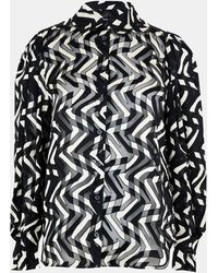 French Connection - Diandra Satin Devore Long Sleeve Blouse - Lyst
