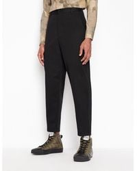 ARMANI EXCHANGE - Cropped Cotton Straight Leg Trousers - Lyst