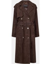 Donna Karan - Suede Trench Coat - Lyst