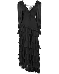 Anne Louise Boutique - Ruffle Tie Neck Long-Sleeve Maxi Dress - Lyst