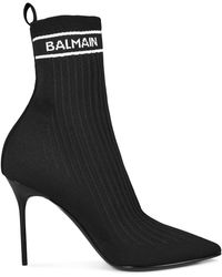 Balmain - Pb Monogram Skye Knit Ankle Boots - Lyst