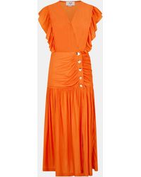 AX Paris - Frill Shoulder Button Front Midi Dress - Lyst