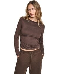 DKNY - Long-Sleeve Ruched Slim-Fit T-Shirt - Lyst