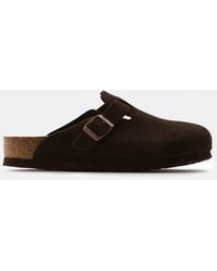 Birkenstock - Boston Suede Flat Sandals - Lyst