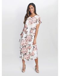 Gina Bacconi - Alice Midi Printed Tiered Dress - Lyst