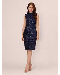 Adrianna Papell - Sequin Lace Midi Dress - Lyst