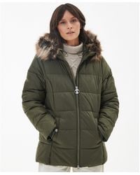 Barbour - Midhurst Quilted Faux Fur Hood Short Puffer Jacket - Lyst