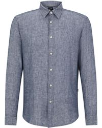 BOSS - Liam Long Sleeve Plain Shirt - Lyst