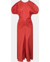 Victoria Beckham - Tailored Ruched Front Midi Dress - Lyst