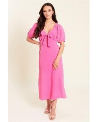 Be You - Tie Front Midi Dress - Lyst