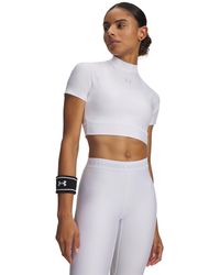 Under Armour - Heatgear Crop Mock Short Sleeve Halo - Lyst