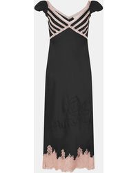 LoveShackFancy - Brinkley Satin Midi Dress - Lyst