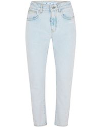 Off-White c/o Virgil Abloh - Cropped Logo Cotton Straight Leg Jeans - Lyst