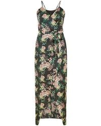 Mela London - Satin Floral Wrap Maxi Dress - Lyst