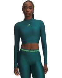 Under Armour - Heatgear Crop Mock Long Sleeve Rack Hyper - Lyst