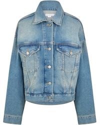 GOOD AMERICAN - Cropped Tracker Denim Jacket - Lyst