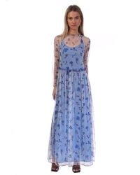 Emporio Armani - Semi Sheer Floral Print Maxi Dress - Lyst