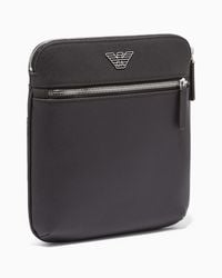 Emporio Armani - Regenerated Saffiano Leather Flat Shoulder Bag - Lyst