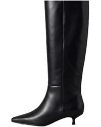 Calvin Klein - Kitten-Heel Leather Knee-High Boots - Lyst