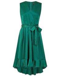 Mela London - Satin Dipped Hem Midi Wrap Dress - Lyst